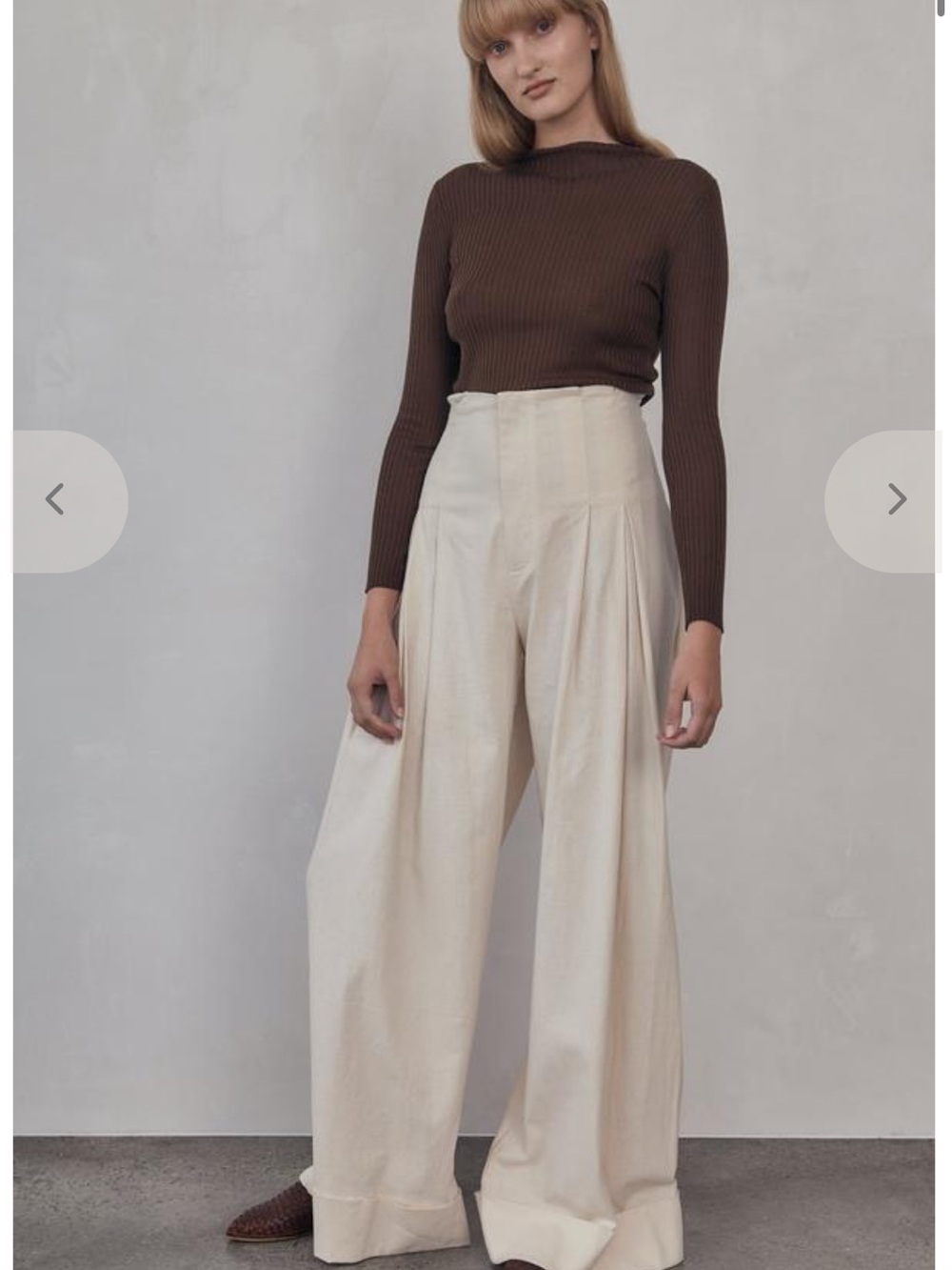 St. Agni Cream High-Rise Wide-Leg Trousers